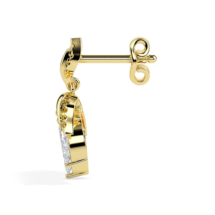 0.75Ct Leaf Shape Prong Set Lab-Grown Diamond Gold Drop Earrings