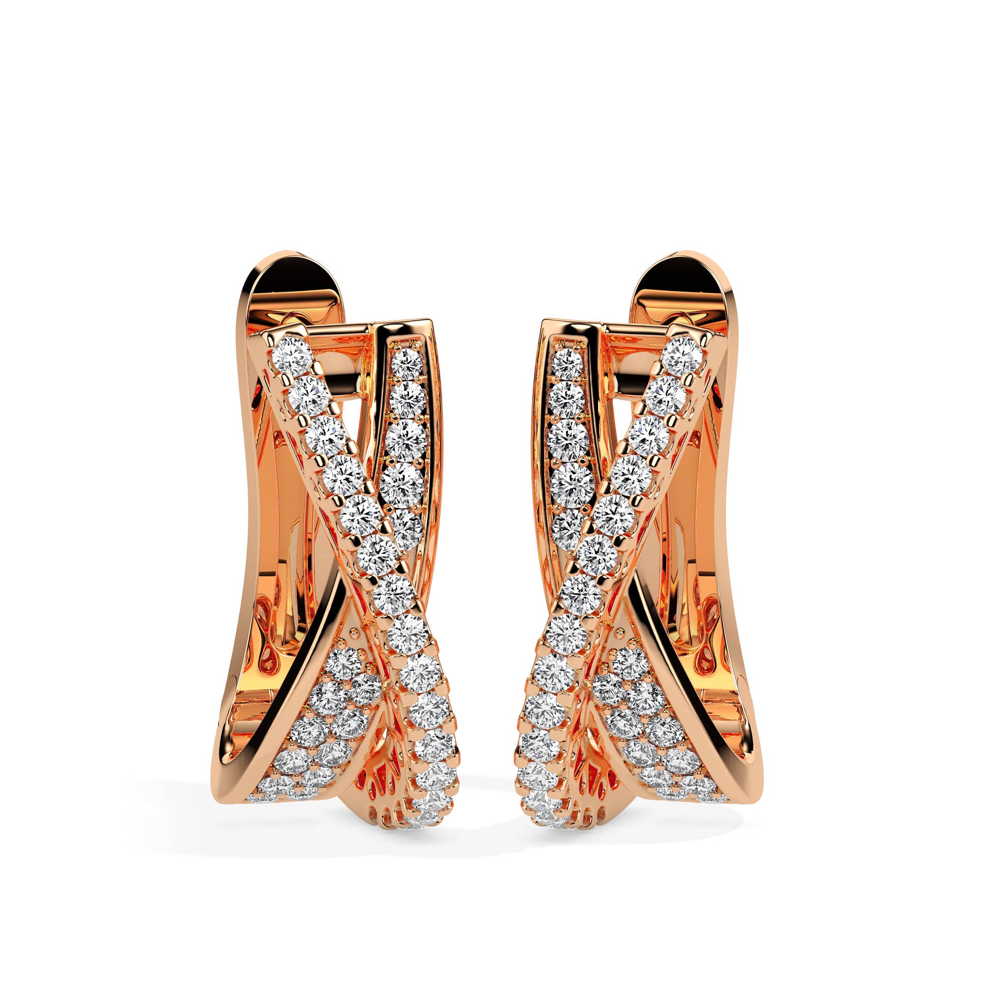 0.48Ct Twisted Prong Set Lab-Grown Diamond Gold Hoop Earrings