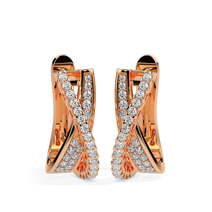 0.48Ct Twisted Prong Set Lab-Grown Diamond Gold Hoop Earrings