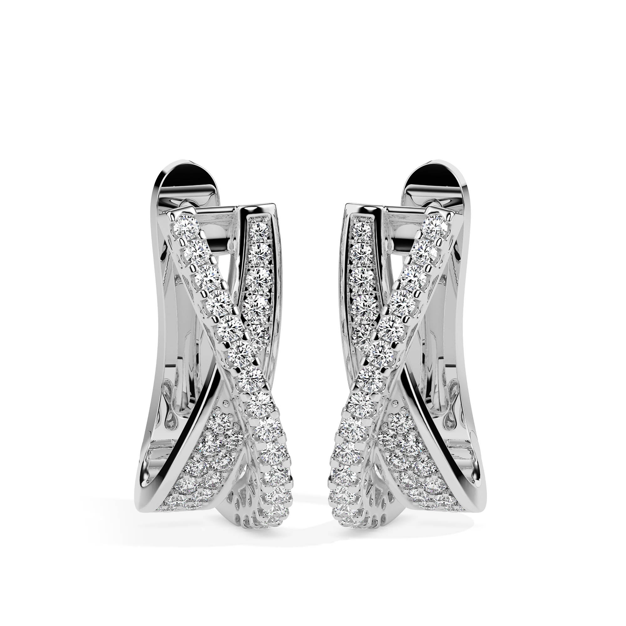 0.48Ct Twisted Prong Set Lab-Grown Diamond Gold Hoop Earrings