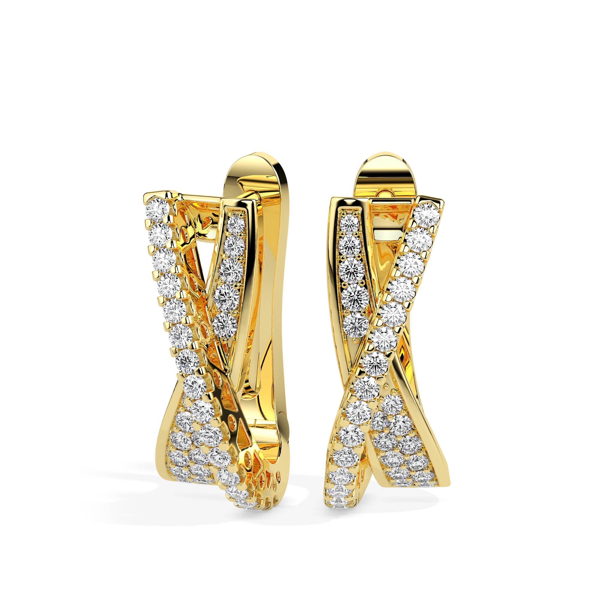 0.48Ct Twisted Prong Set Lab-Grown Diamond Gold Hoop Earrings