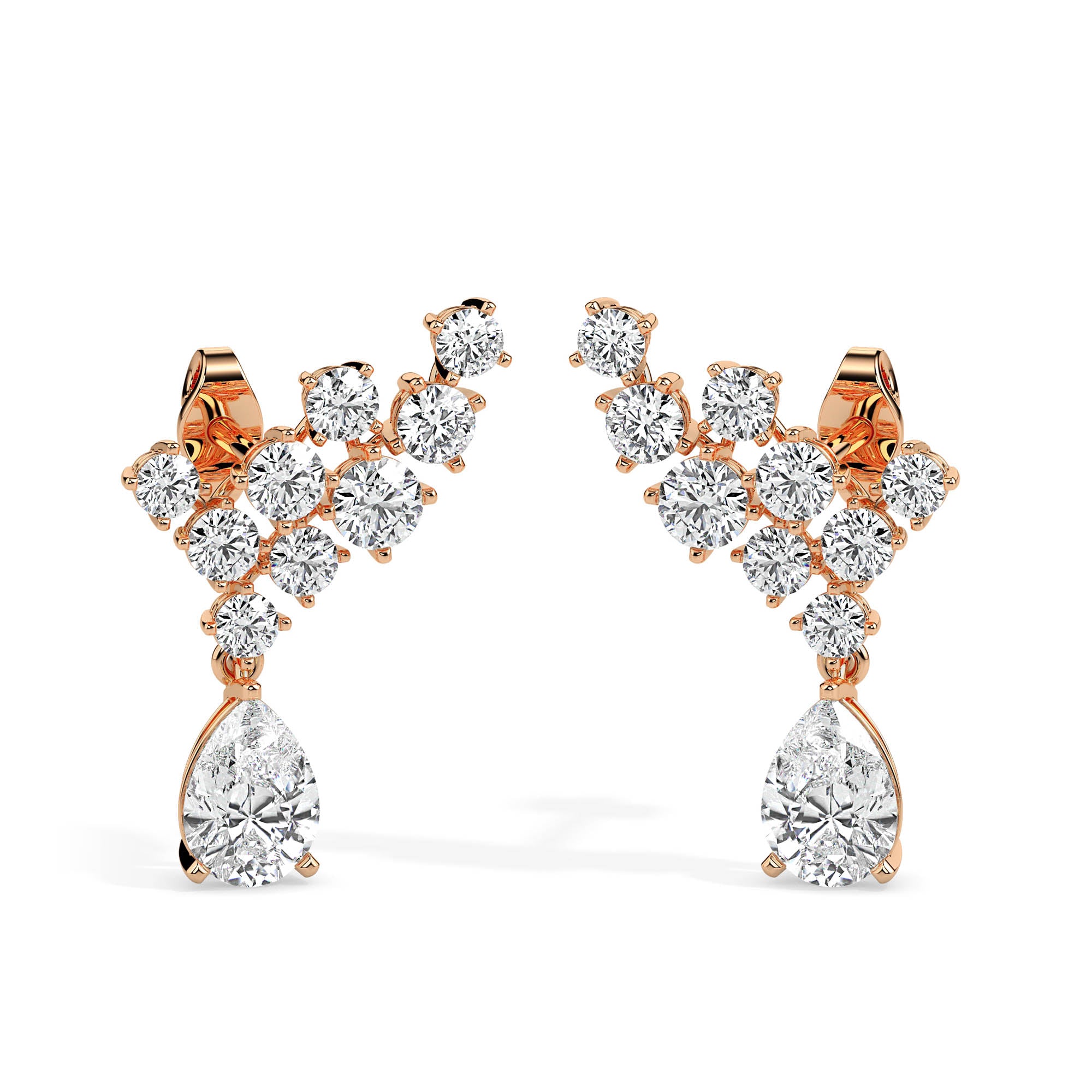 2.38Ct Teardrop Prong Set Lab-Grown Diamond Gold Drop Earrings