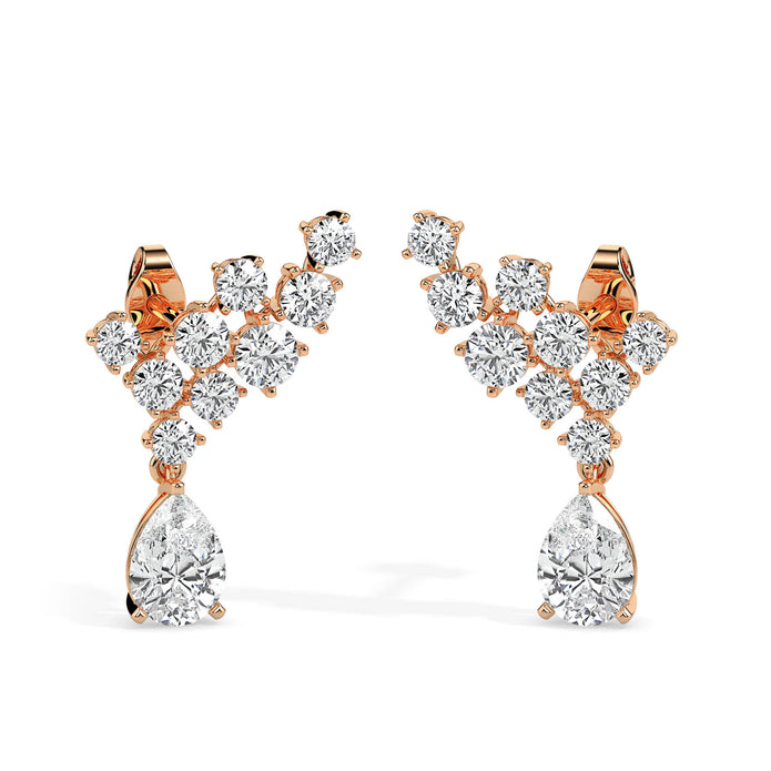 2.38Ct Teardrop Prong Set Lab-Grown Diamond Gold Drop Earrings
