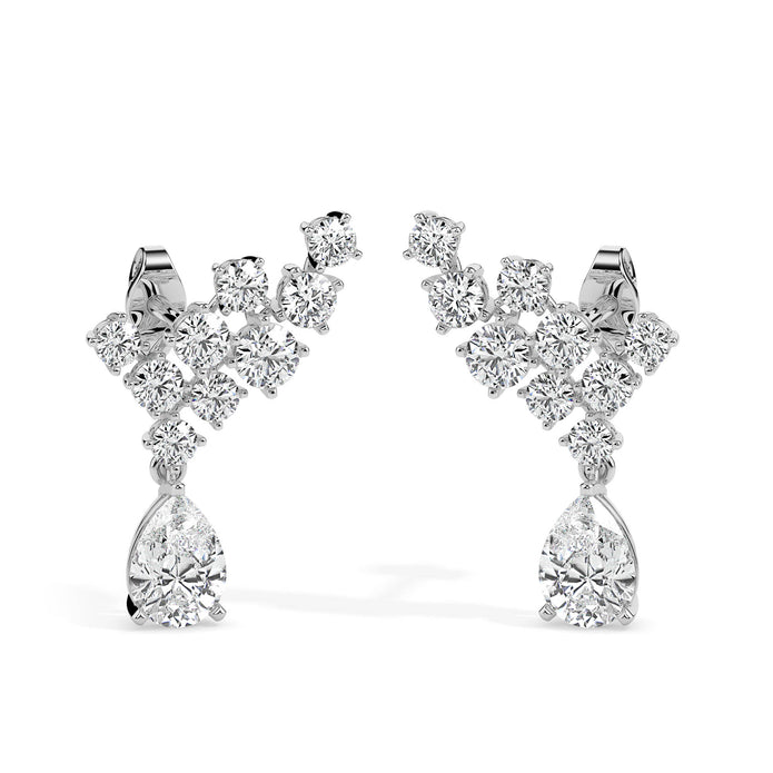 2.38Ct Teardrop Prong Set Lab-Grown Diamond Gold Drop Earrings