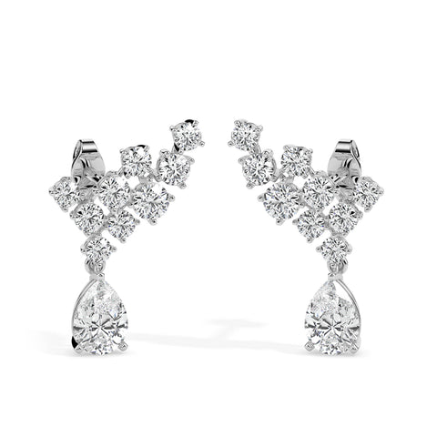 2.38Ct Teardrop Prong Set Lab-Grown Diamond Gold Drop Earrings