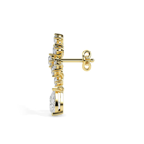 2.38Ct Teardrop Prong Set Lab-Grown Diamond Gold Drop Earrings