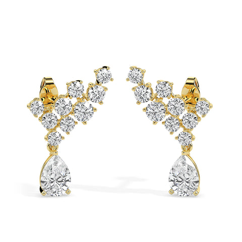 2.38Ct Teardrop Prong Set Lab-Grown Diamond Gold Drop Earrings