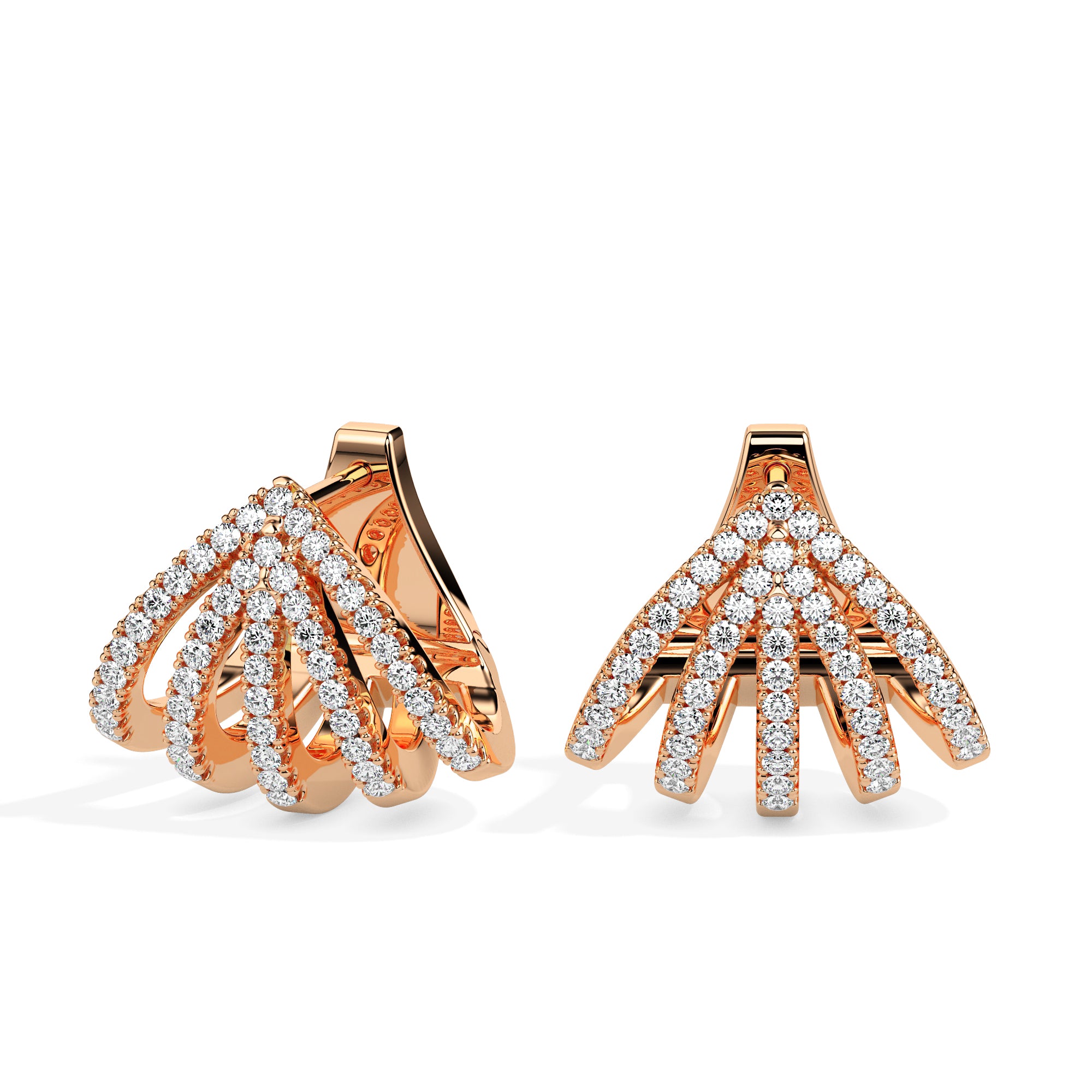 0.37Ct Multi Linear Lab-Grown Diamond Gold Hoop Earrings