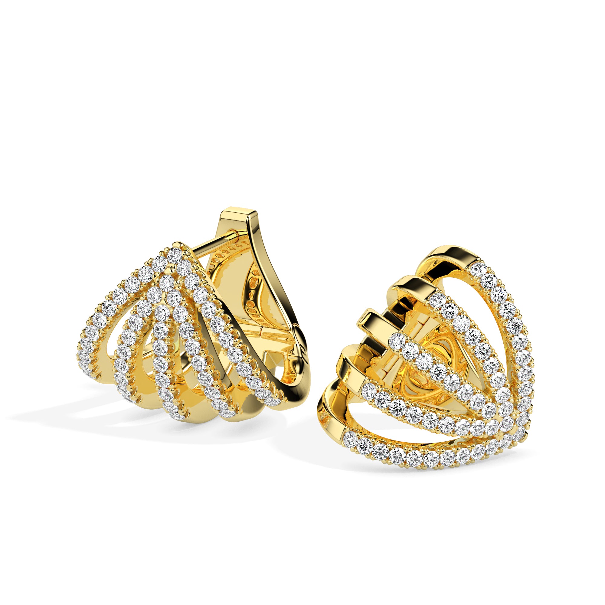 0.37Ct Multi Linear Lab-Grown Diamond Gold Hoop Earrings