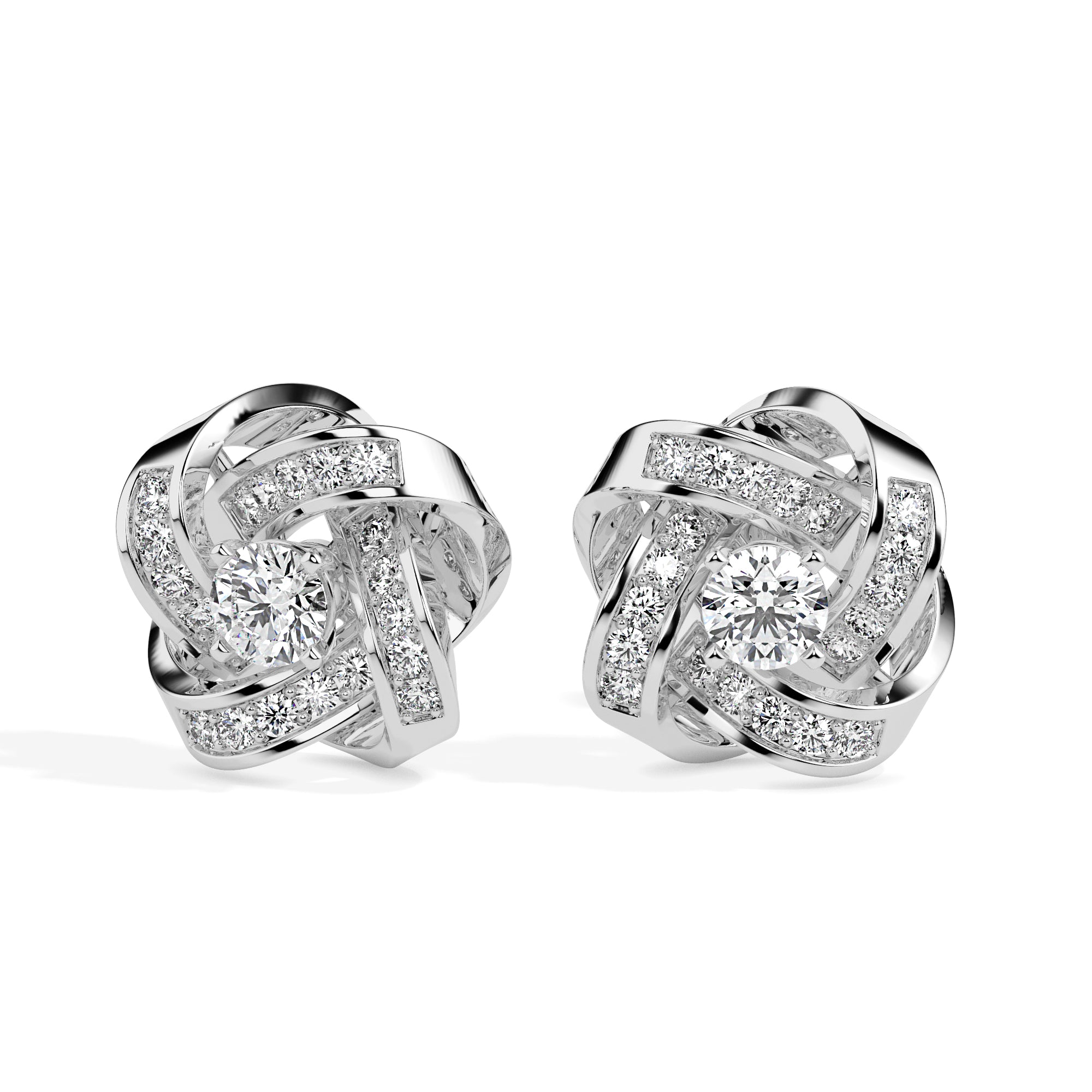 0.64Ct Interwoven Knot Design Lab-Grown Diamond Gold Stud Earrings