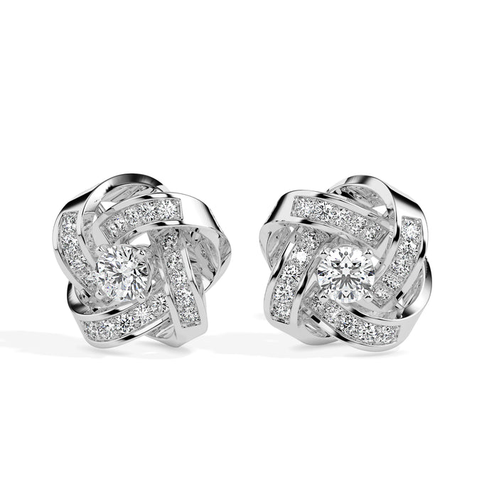 0.64Ct Interwoven Knot Design Lab-Grown Diamond Gold Stud Earrings