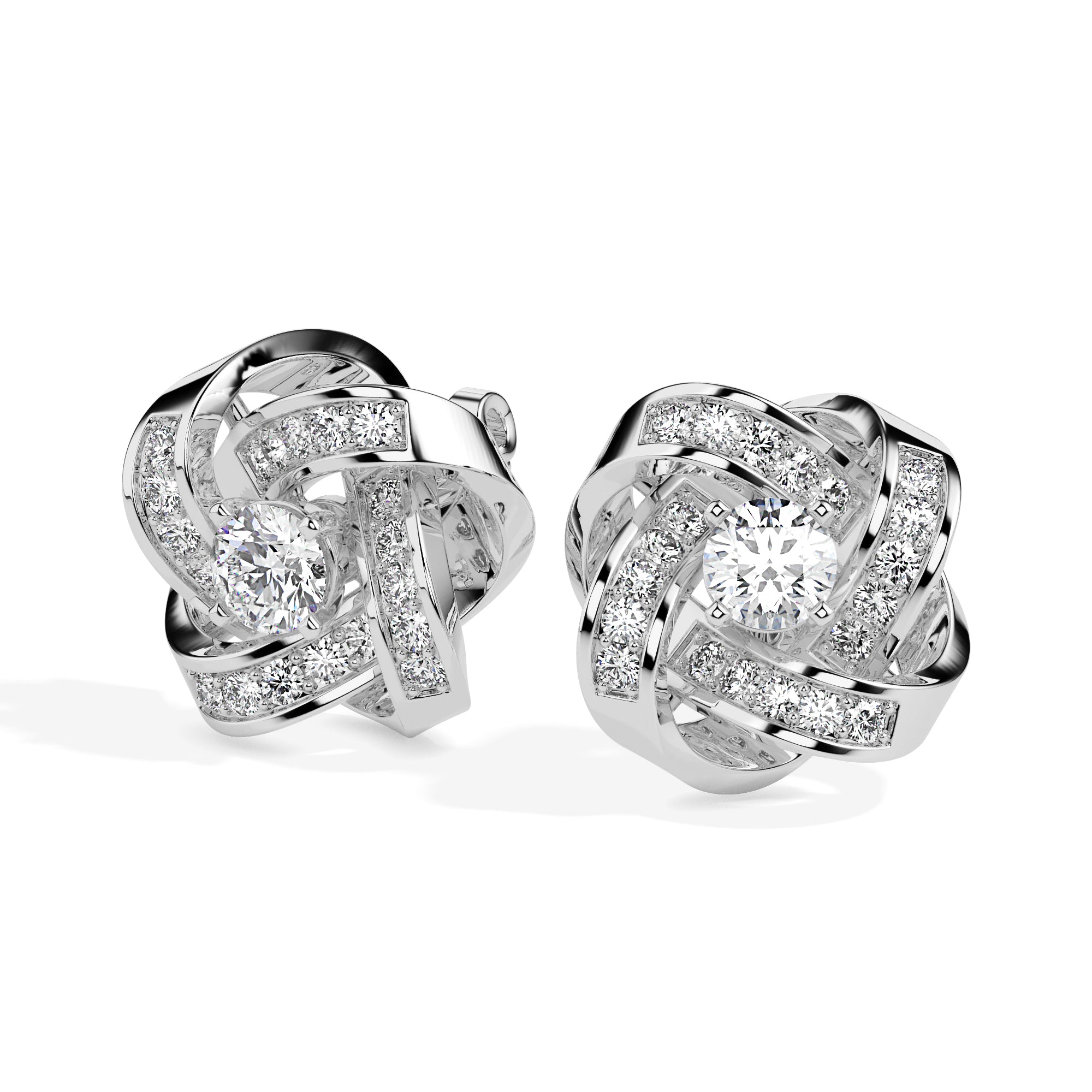 0.64Ct Interwoven Knot Design Lab-Grown Diamond Gold Stud Earrings