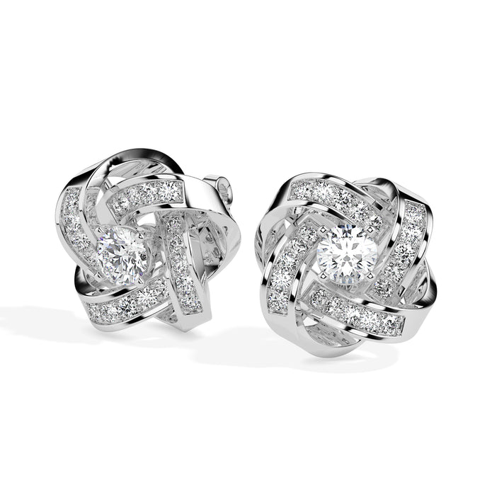 0.64Ct Interwoven Knot Design Lab-Grown Diamond Gold Stud Earrings