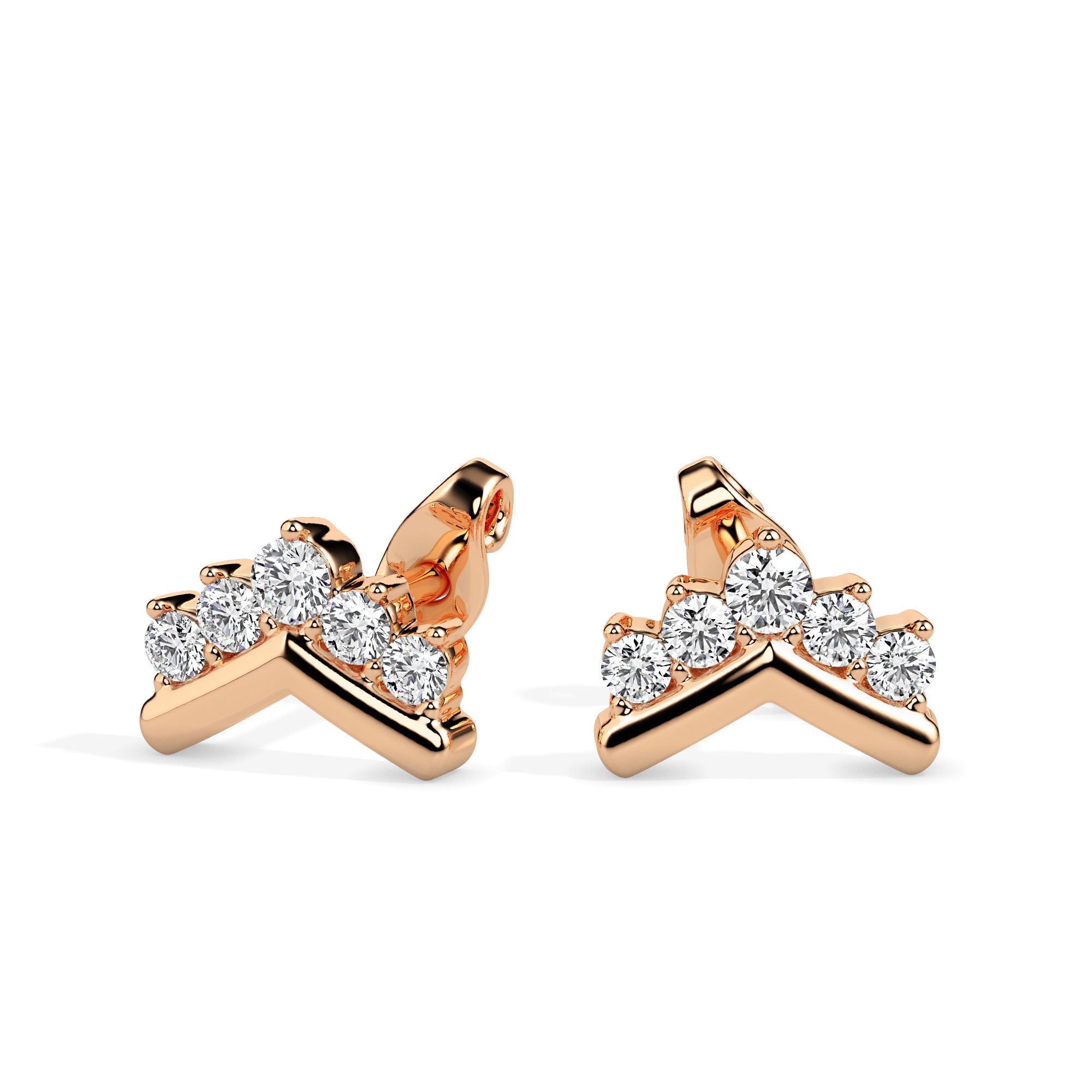 0.23Ct V Shape Design Lab-Grown Diamond Gold Stud Earrings