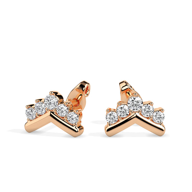 0.23Ct V Shape Design Lab-Grown Diamond Gold Stud Earrings