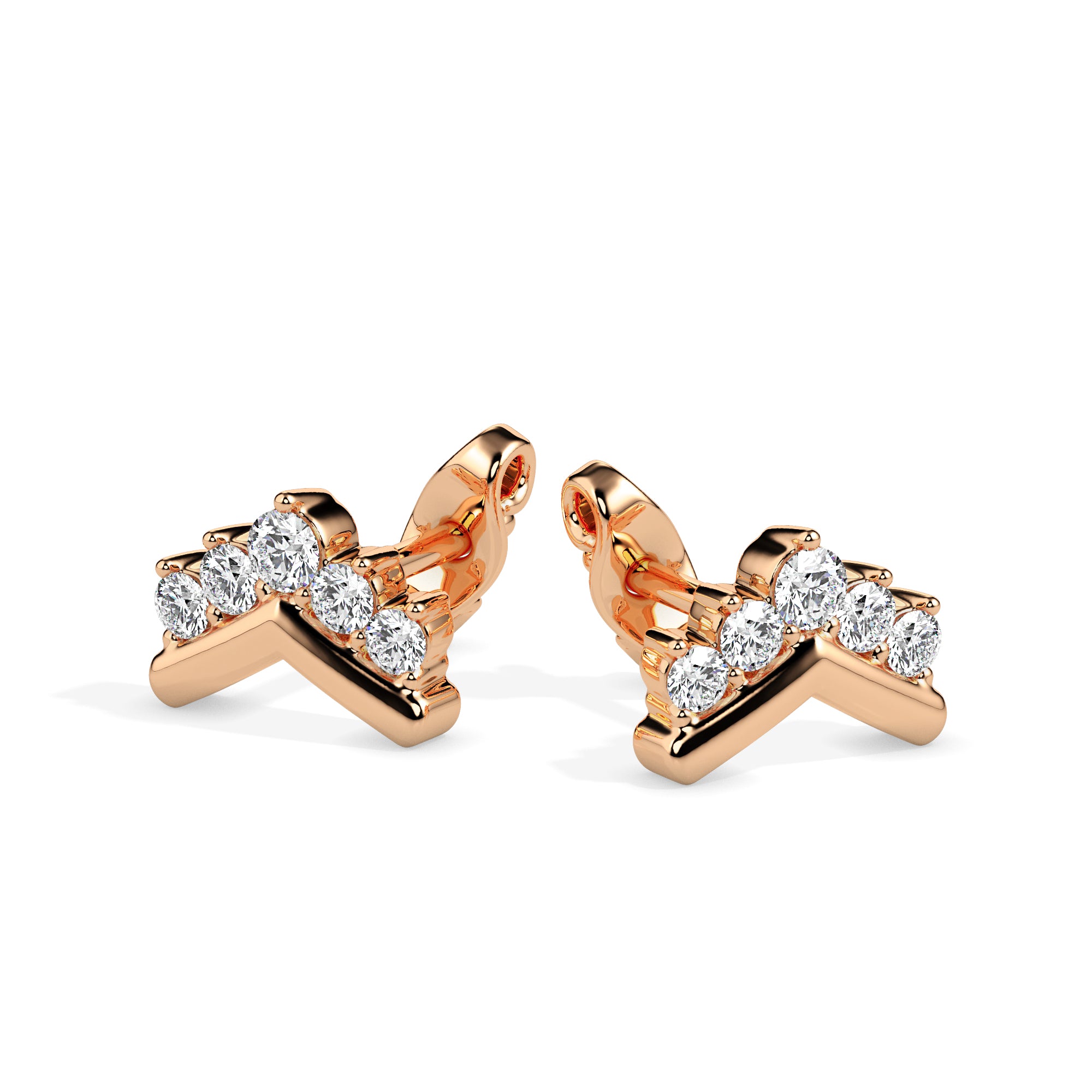 0.23Ct V Shape Design Lab-Grown Diamond Gold Stud Earrings