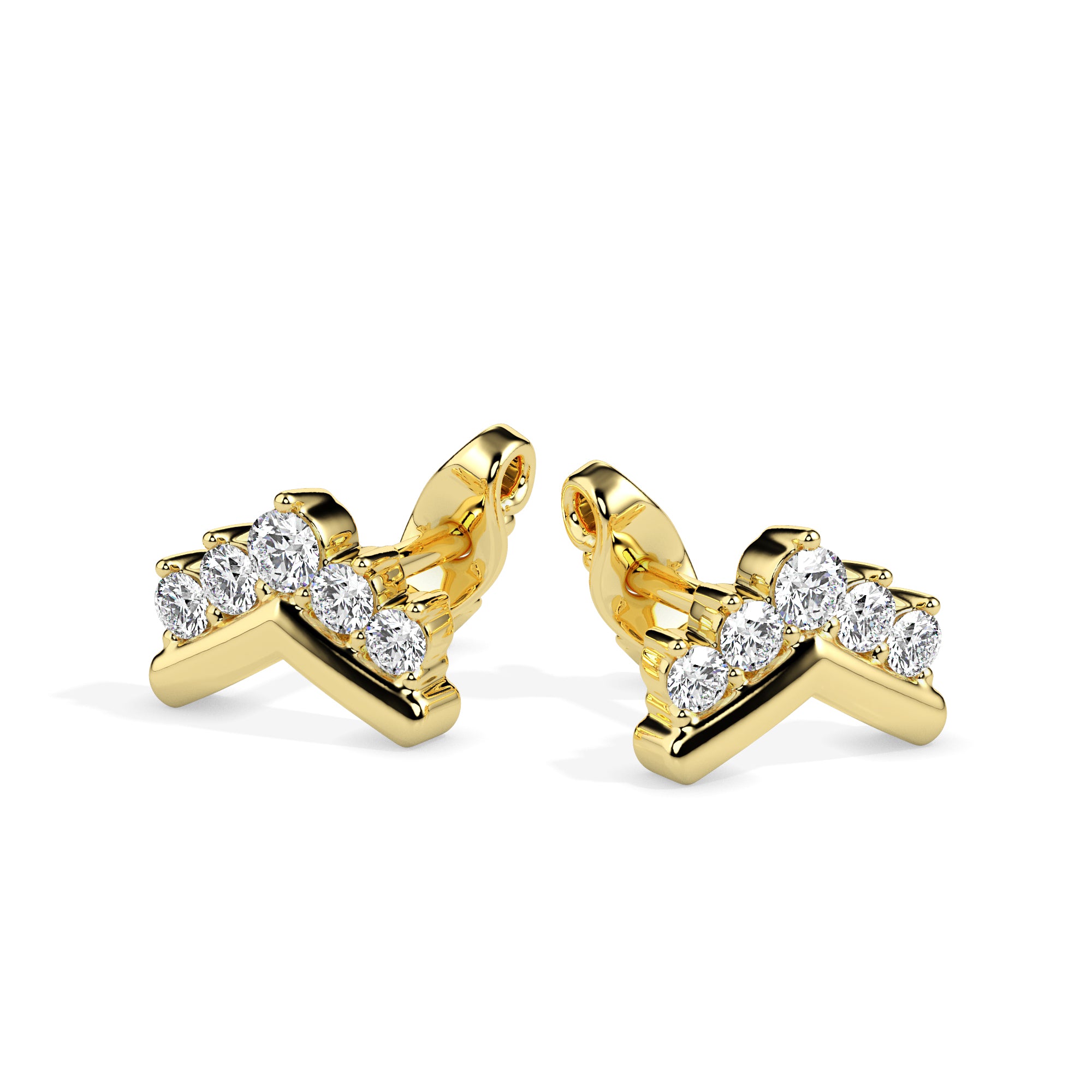 0.23Ct V Shape Design Lab-Grown Diamond Gold Stud Earrings