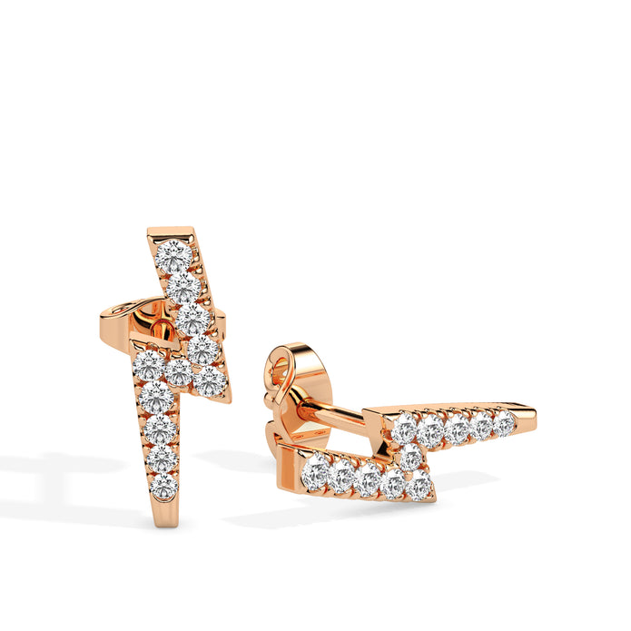 0.19Ct Lightning Bolt Design Lab-Grown Diamond Gold Stud Earrings