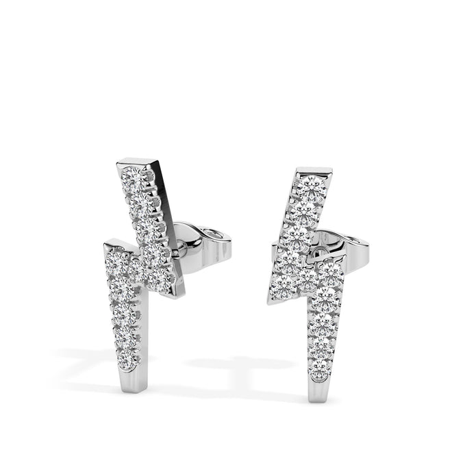 0.19Ct Lightning Bolt Design Lab-Grown Diamond Gold Stud Earrings