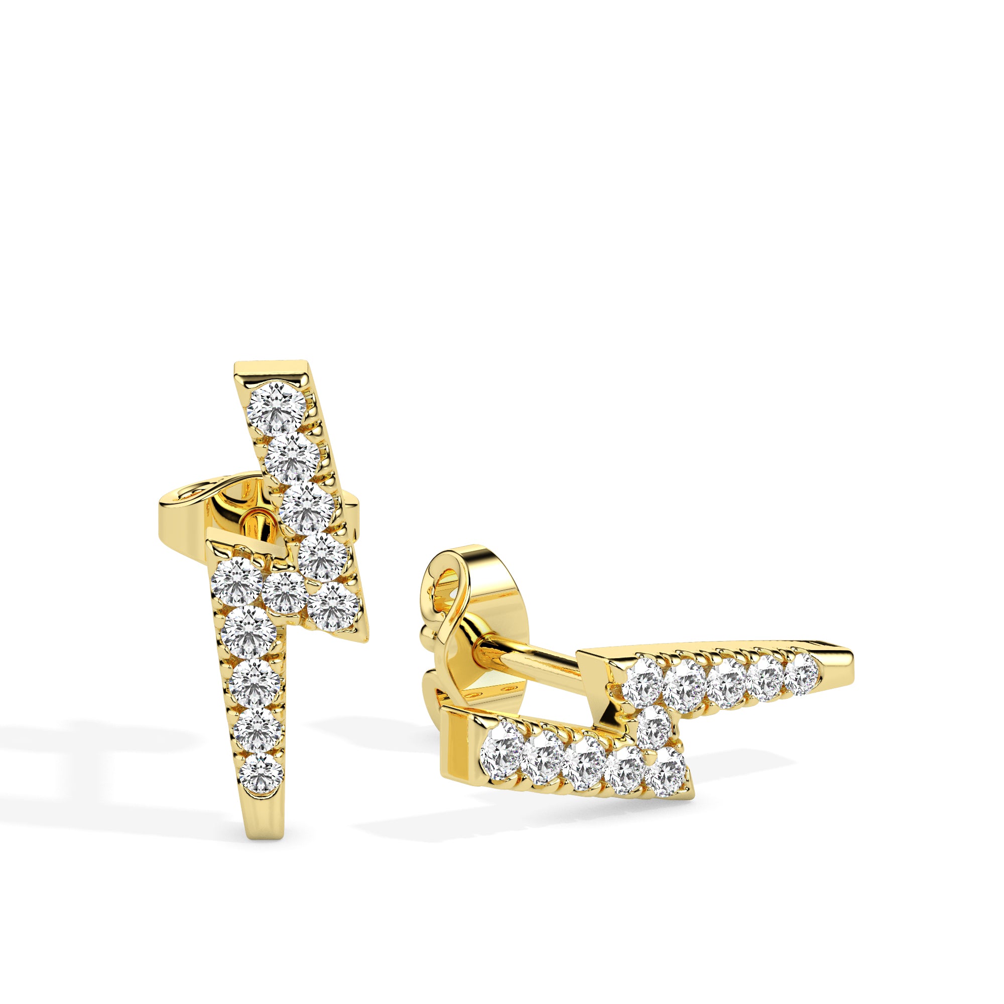 0.19Ct Lightning Bolt Design Lab-Grown Diamond Gold Stud Earrings