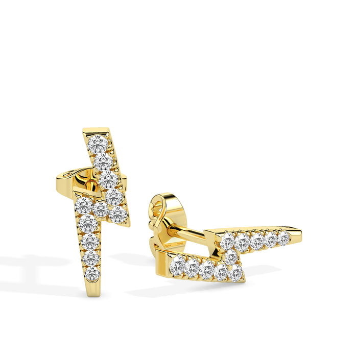 0.19Ct Lightning Bolt Design Lab-Grown Diamond Gold Stud Earrings