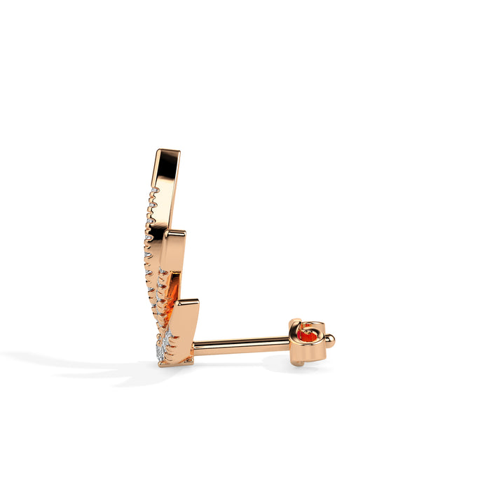 0.20Ct Fan Shaped Design Lab-Grown Diamond Gold Ear Climber Earrings