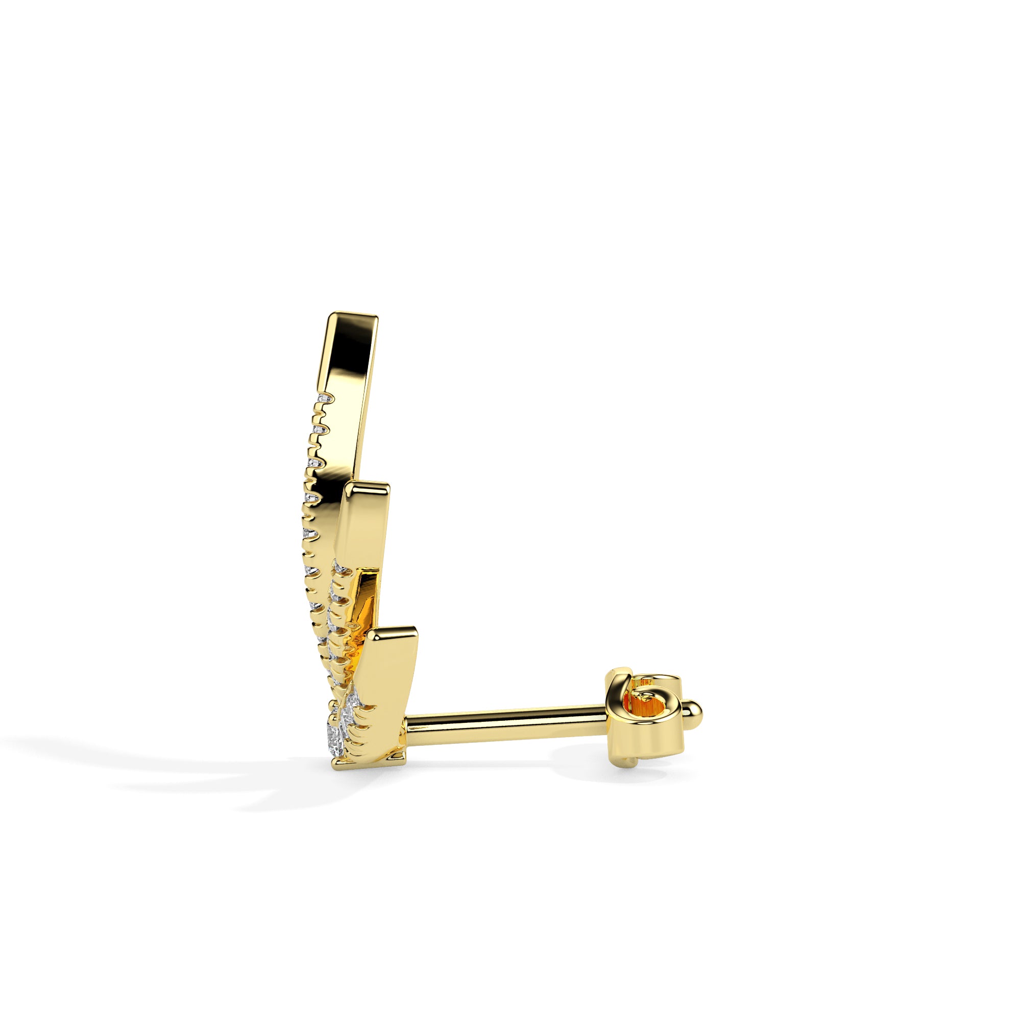 0.20Ct Fan Shaped Design Lab-Grown Diamond Gold Ear Climber Earrings