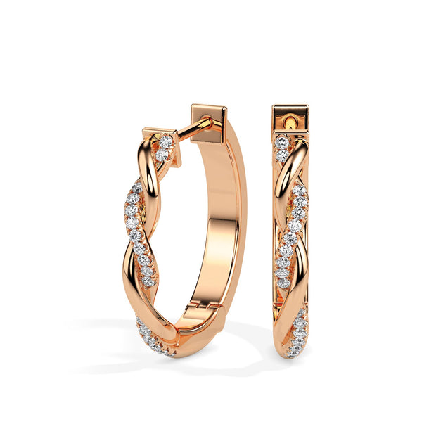 0.10Ct Twisted Lab-Grown Diamond Gold Hoop Earrings