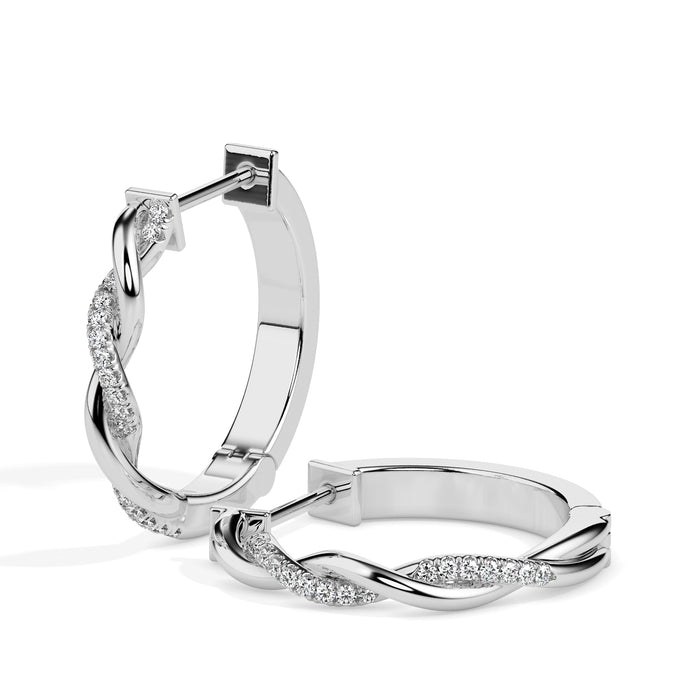 0.10Ct Twisted Lab-Grown Diamond Gold Hoop Earrings