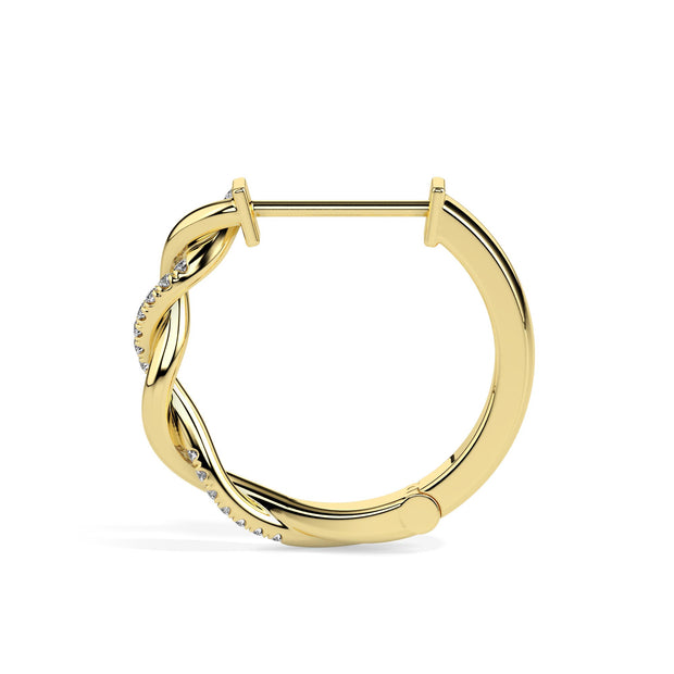 0.10Ct Twisted Lab-Grown Diamond Gold Hoop Earrings