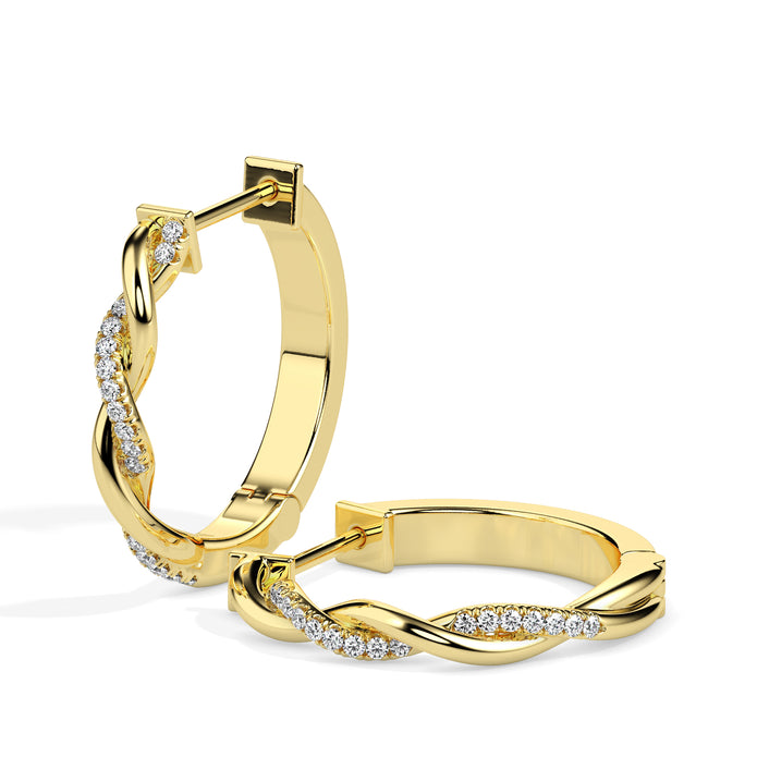 0.10Ct Twisted Lab-Grown Diamond Gold Hoop Earrings