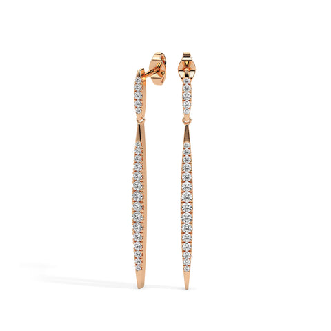 0.38Ct Tapered Linear Design Lab-Grown Diamond Gold Drop Earrings