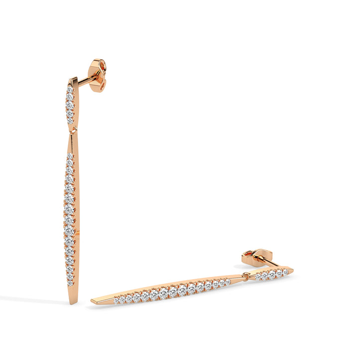 0.38Ct Tapered Linear Design Lab-Grown Diamond Gold Drop Earrings