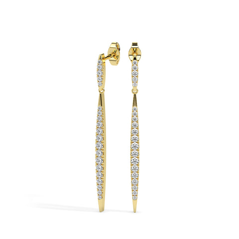 0.38Ct Tapered Linear Design Lab-Grown Diamond Gold Drop Earrings