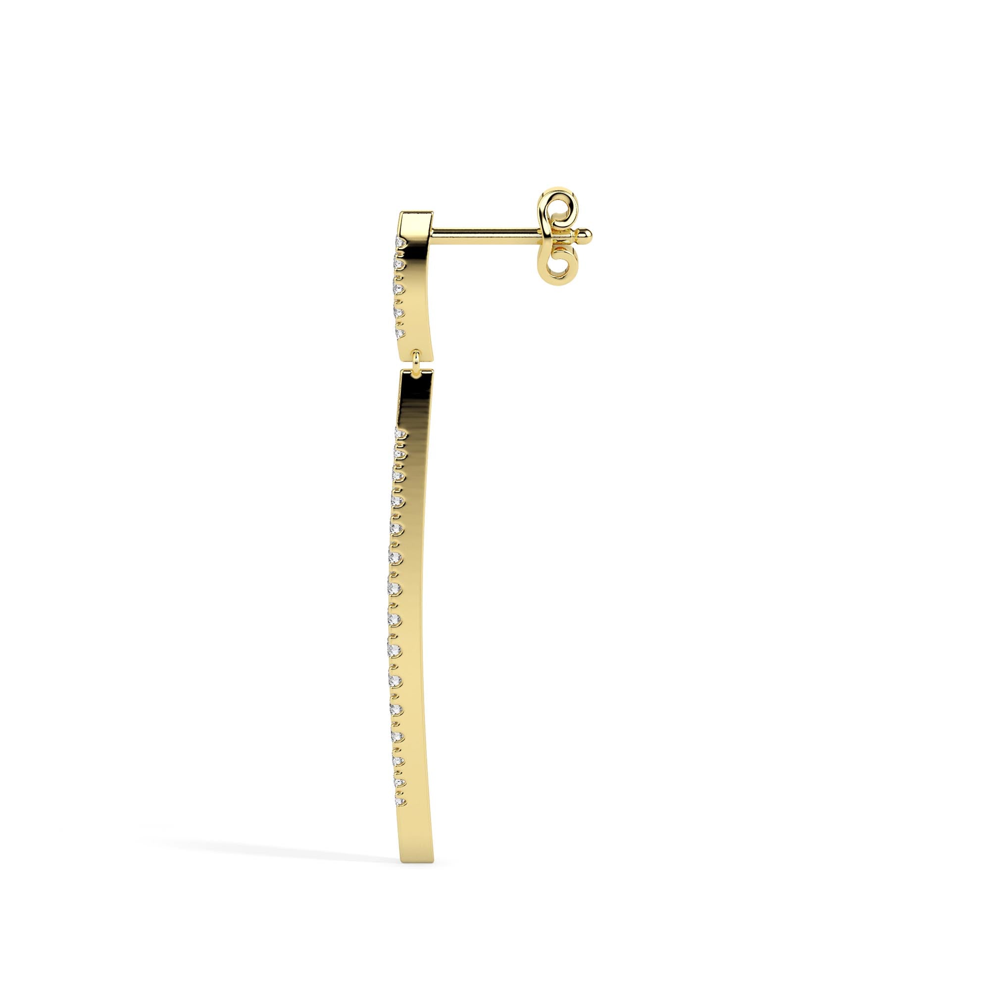 0.38Ct Tapered Linear Design Lab-Grown Diamond Gold Drop Earrings