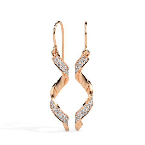 0.59Ct Twirling Love's Dance Lab-Grown Diamond Gold Drop Earrings