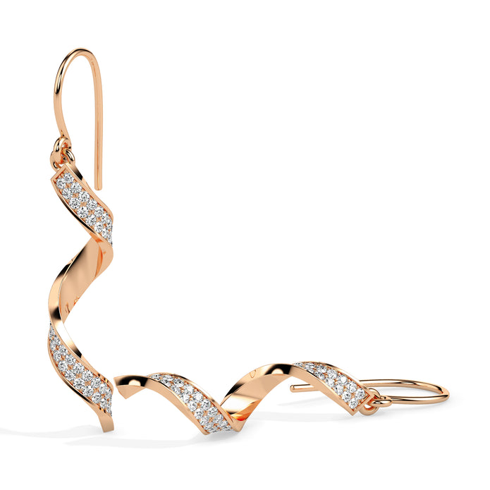 0.59Ct Twirling Love's Dance Lab-Grown Diamond Gold Drop Earrings