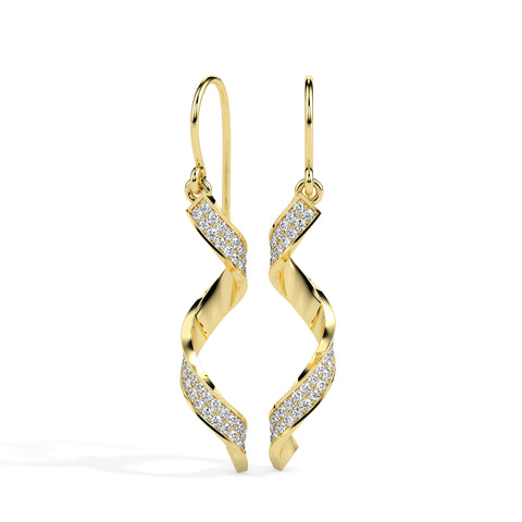 0.59Ct Twirling Love's Dance Lab-Grown Diamond Gold Drop Earrings