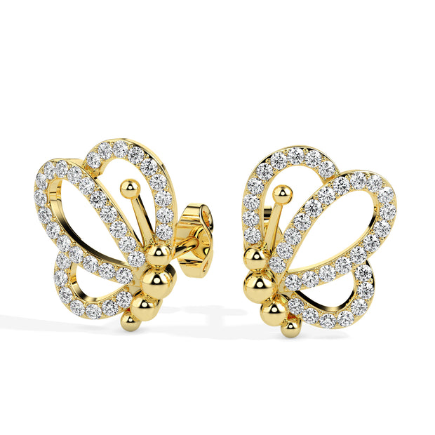0.39Ct Butterfly Lab-Grown Diamond Gold Stud Earrings