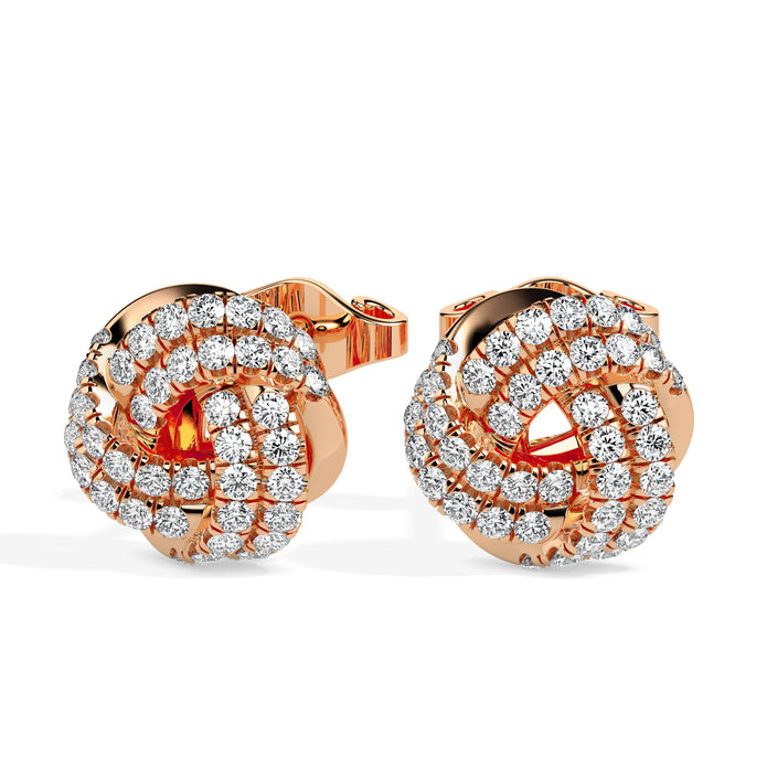 0.62Ct Knot Style Lab-Grown Diamond Gold Stud Earrings
