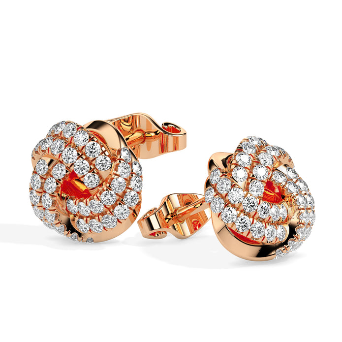 0.62Ct Knot Style Lab-Grown Diamond Gold Stud Earrings