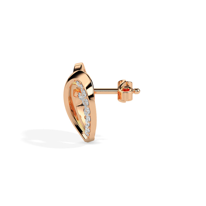 0.64Ct Open Heart Pave Lab-Grown Diamond Gold Stud Earrings