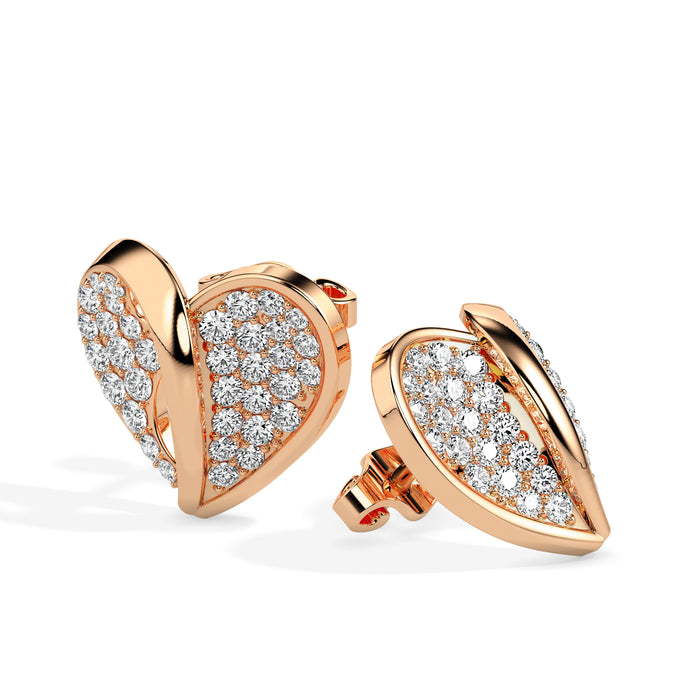 0.64Ct Open Heart Pave Lab-Grown Diamond Gold Stud Earrings