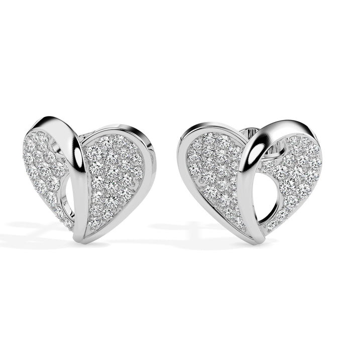 0.64Ct Open Heart Pave Lab-Grown Diamond Gold Stud Earrings
