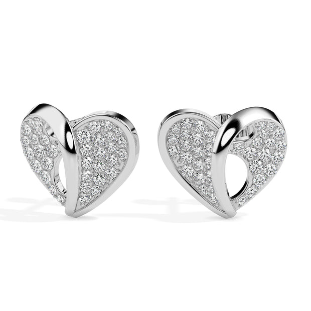 0.64Ct Open Heart Pave Lab-Grown Diamond Gold Stud Earrings