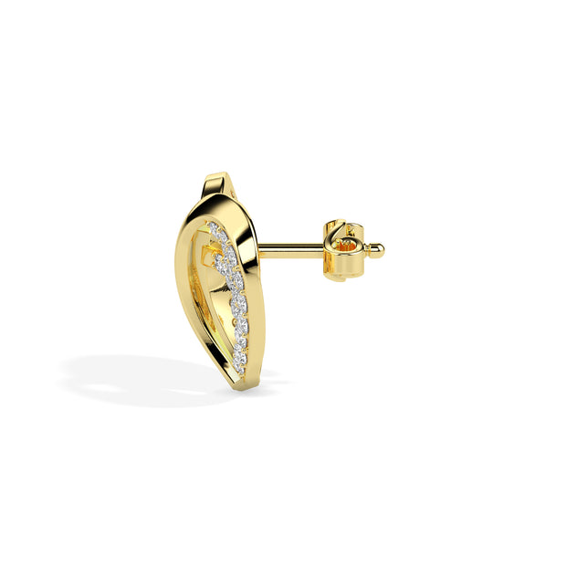 0.64Ct Open Heart Pave Lab-Grown Diamond Gold Stud Earrings