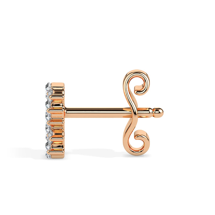 0.83Ct Baguette & Round Cluster Lab-Grown Diamond Gold Stud Earrings