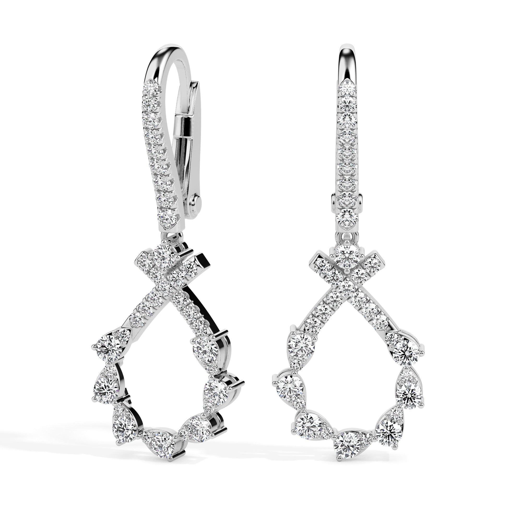 0.68Ct Round Cut Prong Lab-Grown Diamond Gold Drop Hoop Earrings