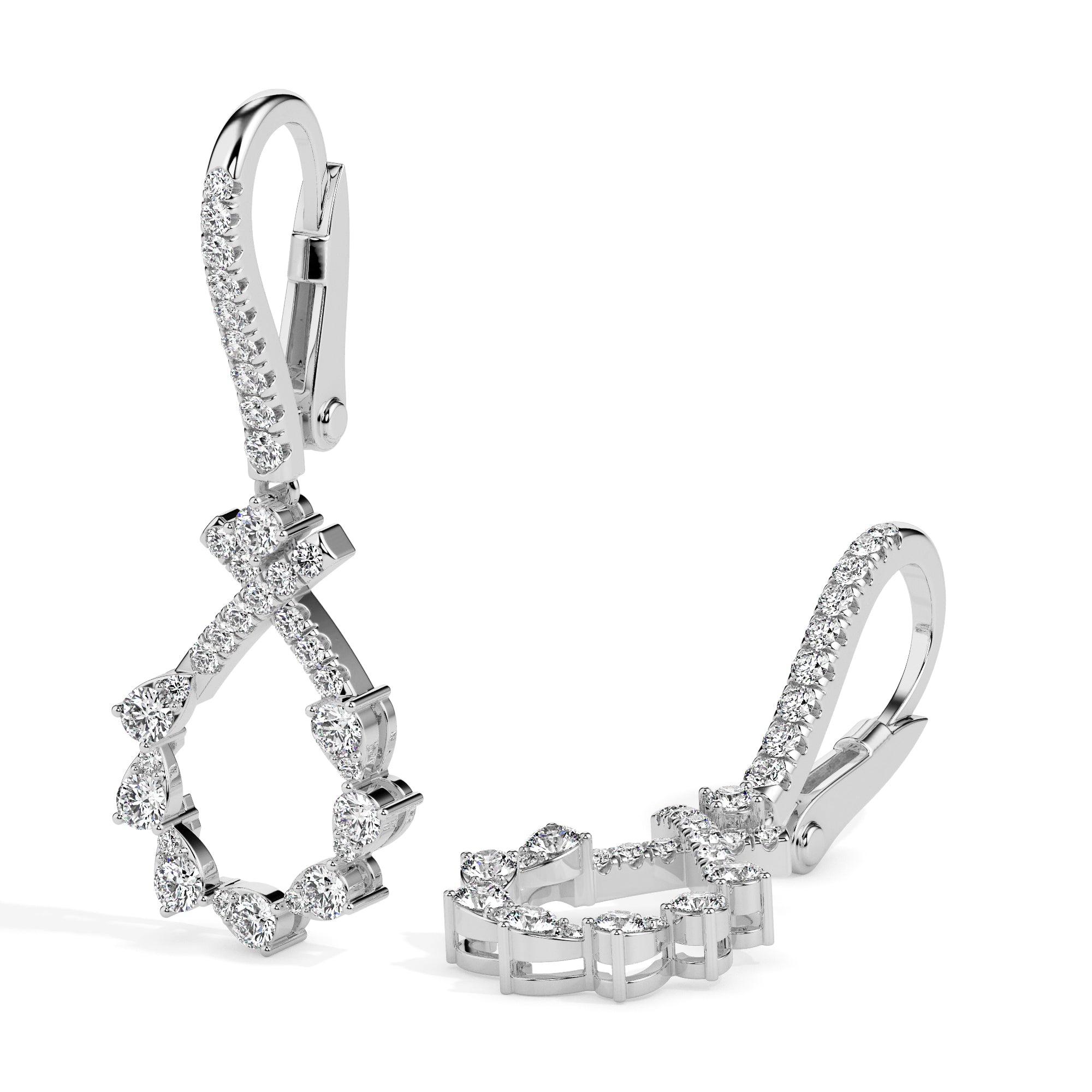 0.68Ct Round Cut Prong Lab-Grown Diamond Gold Drop Hoop Earrings