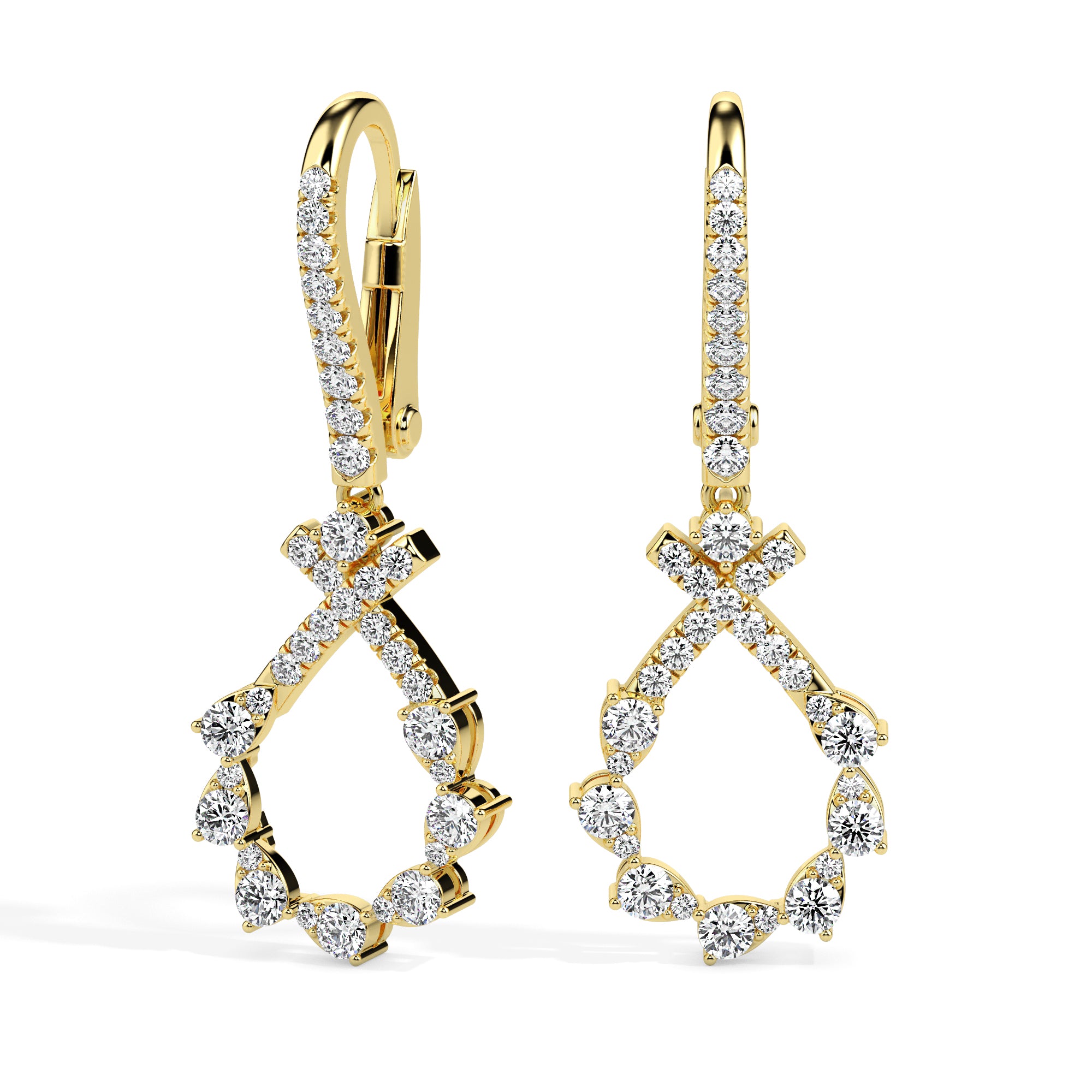 0.68Ct Round Cut Prong Lab-Grown Diamond Gold Drop Hoop Earrings